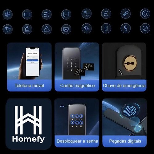 Fechadura Eletrônica Inteligente Digital Com Biometria Senha Pro Wi-fi