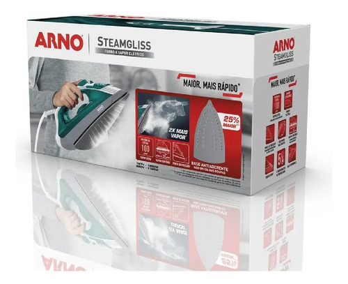 Ferro A Vapor Elétrico Arno Steamgliss Fsgp Cor Branco/Verde