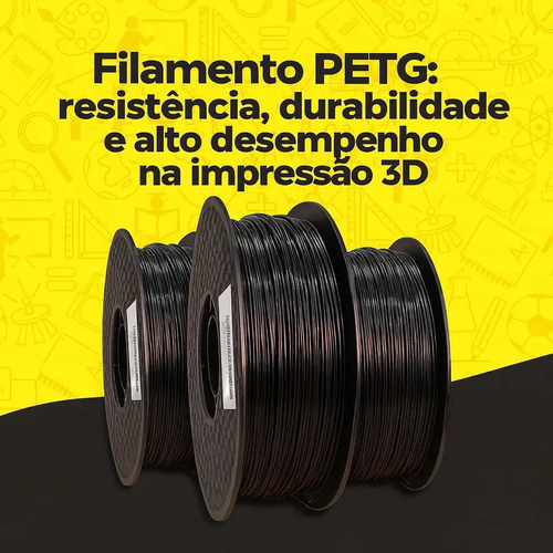Filamento 3D PETG Preto 1.75mm 1kg Masterprint Impressora