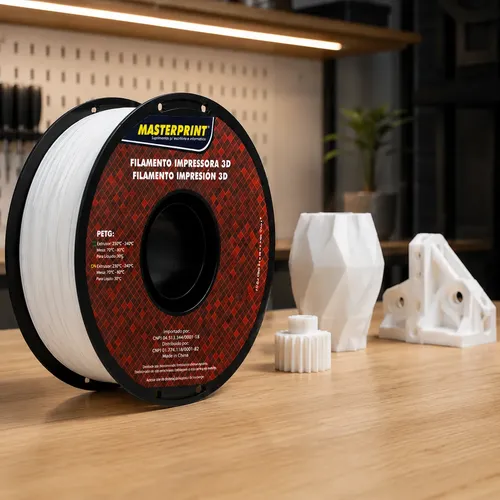 Filamento Impressão 3d 1,75mm 1kg Masterprint Petg Cor Branco
