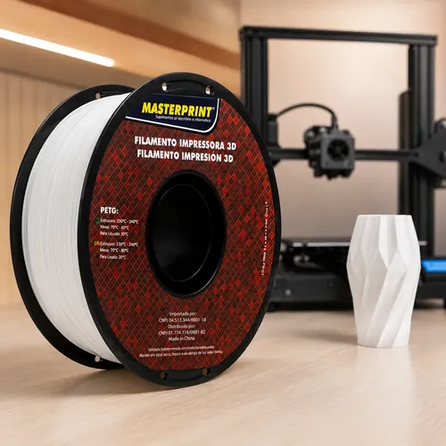 Filamento Impressão 3d 1,75mm 1kg Masterprint Petg Cor Branco