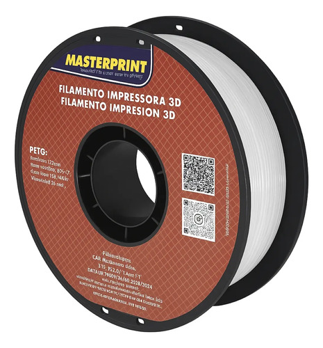 Filamento impressora 3d masterprint petg 175mm 1kg