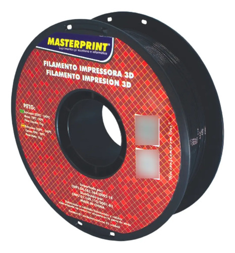 Filamento Impressora 3d Petg Preto Resistente 1kg 1,75mm