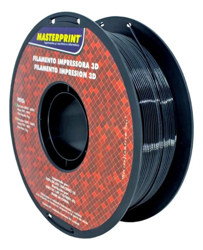 Filamento Impressora 3d Petg Preto Resistente 1kg 1,75mm