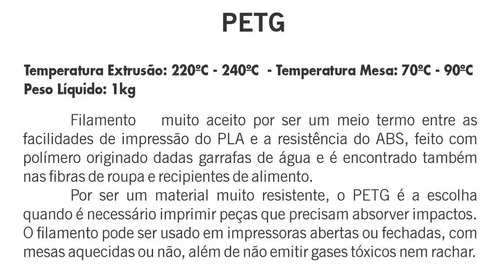 Filamento Impressora 3d Petg Preto Resistente 1kg 1,75mm
