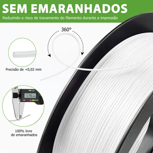 Filamento Petg 1,75mm 1kg Para Impressora 3d Branco Ou Preto