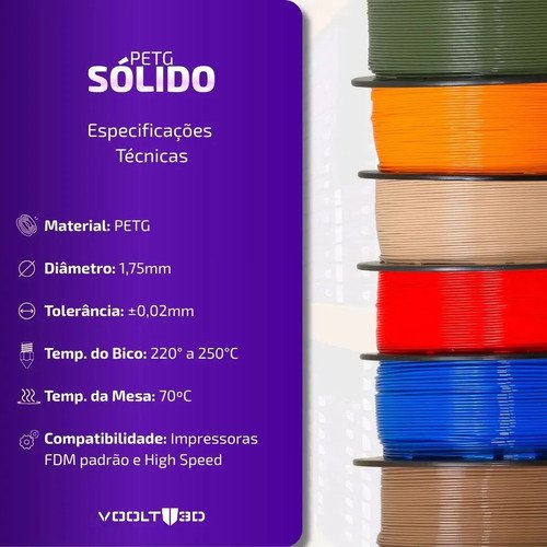 Filamento Petg HF High Fluidity Premium 1kg - Voolt3d Cor Laranja