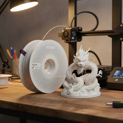Filamento Pla Bambu Lab Lite C/ Carretel Impressão 3d 1kg Branco Lite