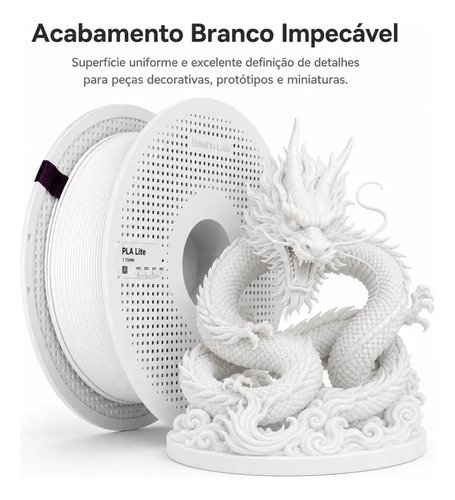 Filamento Pla Bambu Lab Lite C/ Carretel Impressão 3d 1kg Branco Lite