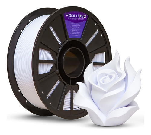 Filamento pla branco velvet 1kg premium voolt3d high speed