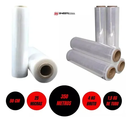 Filme Stretch Manual 4kg 50cm De Largura X 350 Metros