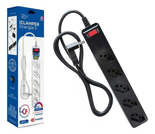 Filtro clamper 5 tomadas pc gamer 1270 2200w bivolt cor pr