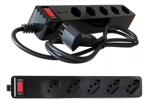 Filtro Clamper 5 Tomadas Pc Gamer - 1270 / 2200w Bivolt Cor Preto