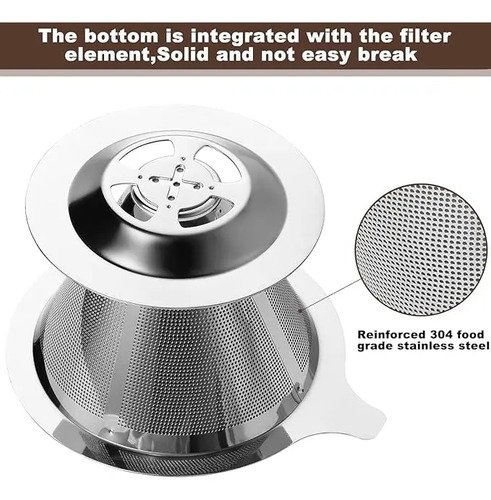 Filtro Coador Café Aço Inox Reutilizavel Sem Usar Papel P
