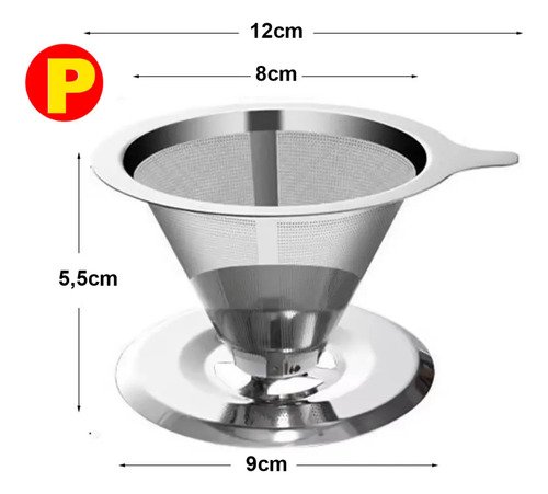 Filtro Coador Café Aço Inox Reutilizavel Sem Usar Papel P