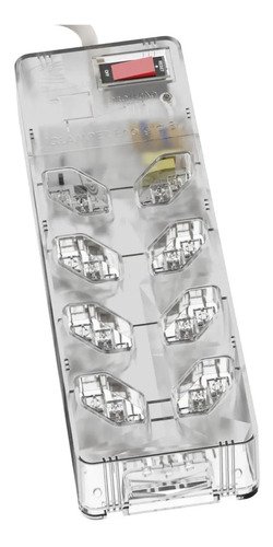 Filtro de Linha Clamper Energia 8 Tomadas Bivolt, com DPS e Proteção LCF Transparente