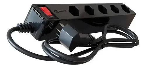 Filtro de Linha com Protetor de Surto DPS iClamper Energia 5 Tomadas 3 Pinos 10 Amperes com Tecnologia LCF Anti Raio Clamper Cor Preto