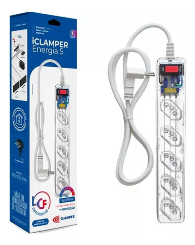 Filtro de linha de 5 tomadas clamper iclamper energia 5 cor