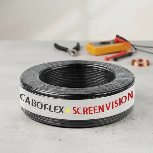 Fio 10mm Cabo Flexível Rolo Com 100 metros Elétrico 750v Cor Preto Marca Screen Vision
