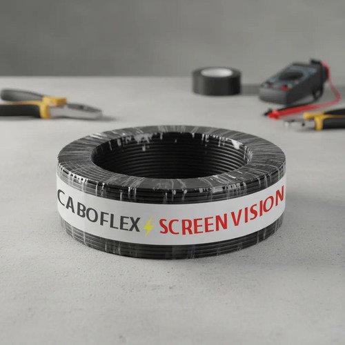 Fio 10mm Cabo Flexível Rolo Com 100 metros Elétrico 750v Cor Preto Marca Screen Vision