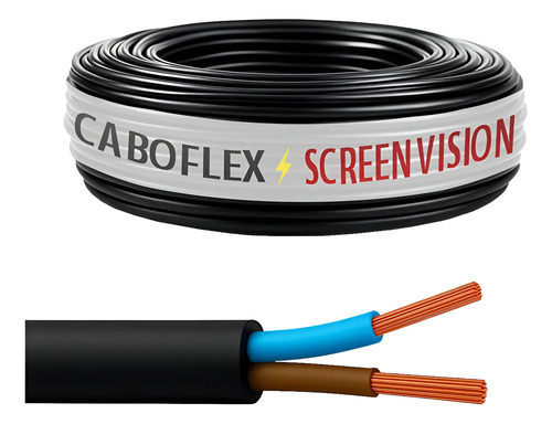 Fio cabo pp 15mm flexivel 2x15mm 2 vias rolo 100 metros para