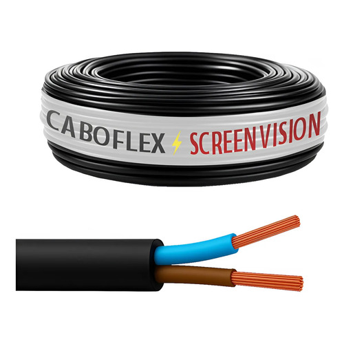 Fio cabo pp 25mm flexivel 2x25mm 2 vias rolo 100 metros para 1