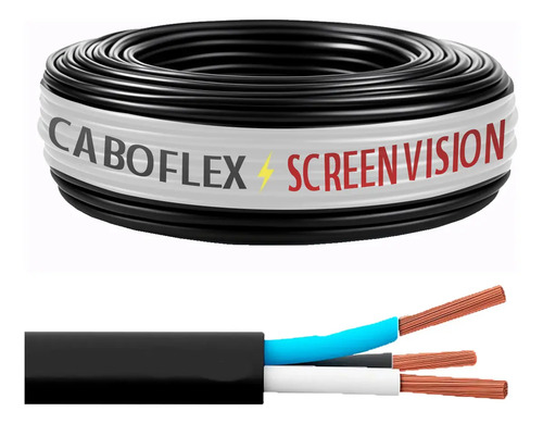Fio cabo pp 25mm flexivel 3x25mm 3 vias rolo 100 metros para