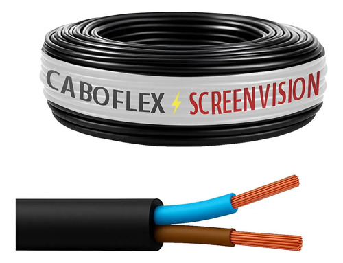 Fio cabo pp 4mm flexivel 2x4mm 2 vias rolo 100 metros para e