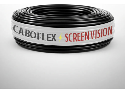 Fio Cabo Pp 4mm Flexivel 2x4mm 2 Vias Rolo 100 Metros Para Extensão Cor Preto Marca Screen Vision