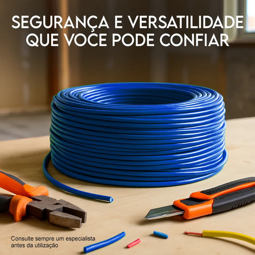 Fio Elétrico 10mm Azul Cabo Flexível Rolo Com 100m Metros 750v Anti-chamas D Densen