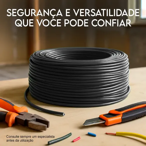 Fio Elétrico 10mm Cabo Flexível Rolo 50m Metros Anti-chamas