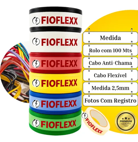 Fio Elétrico 2,5mm Cabo Flexível 2 5mm 750v Rolo 100 Metros