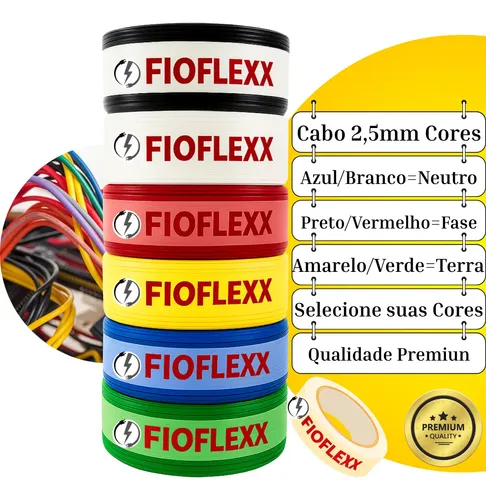 Fio Elétrico 2,5mm Cabo Flexível 2 5mm 750v Rolo 100 Metros