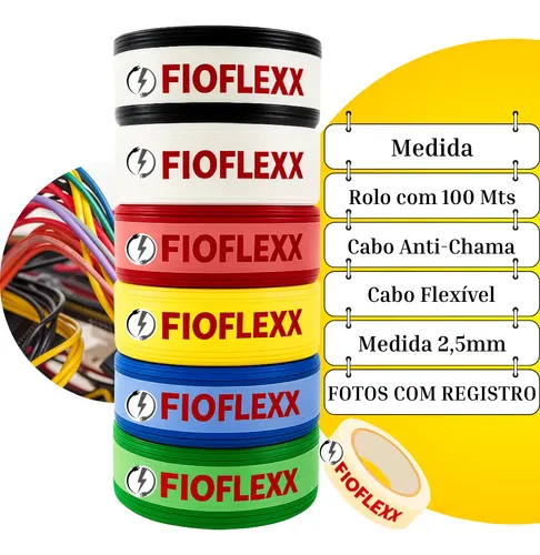 Fio Elétrico 2,5mm Cabo Flexível 2 5mm 750v Rolo 100 Metros