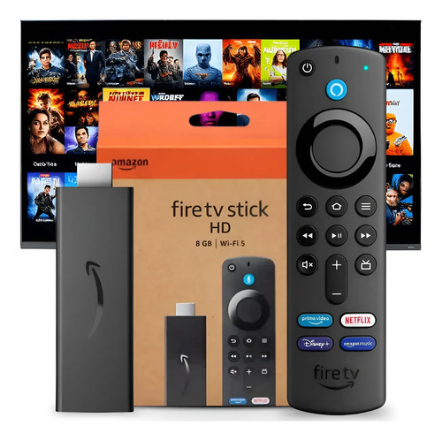 Fire tv stick amazon full hd 8gb controle remoto voz alexa