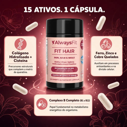 Fit Hair Suplemento Capilar Cabelo Controle De Queda Sabor Sem Sabor