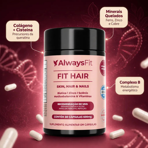 Fit Hair Suplemento Capilar Cabelo Controle De Queda Sabor Sem Sabor