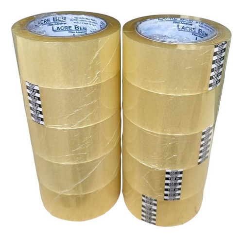 Fita lacre bem adesiva de embalagem 100x45mm 10 unidades tra