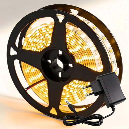 Fita led amarela 2835 quente 5m 300 led dupla face fonte cor