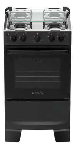 Fogão 4 Bocas Atlas Mônaco Plus com Mesa de Inox Automático Preto Bivolt