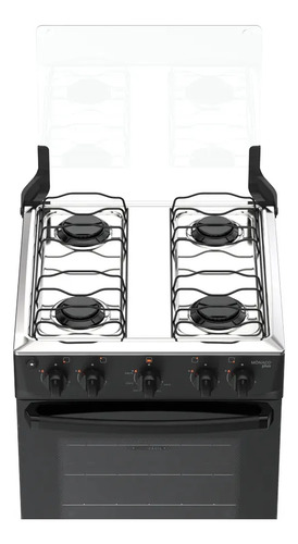 Fogão 4 Bocas Atlas Mônaco Plus com Mesa de Inox Automático Preto Bivolt