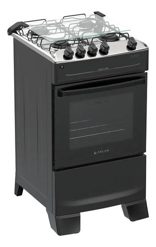Fogao 4 bocas atlas monaco top com mesa de inox preto