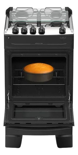 Fogão 4 Bocas Atlas Mônaco Top com Mesa de Inox Preto