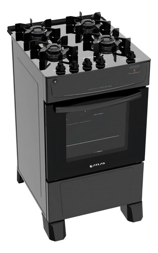 Fogao 4 bocas atlas monaco top glass com mesa de vidro e ace