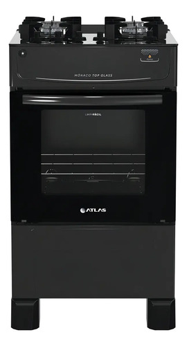 Fogão 4 Bocas Atlas Mônaco Top Glass com Mesa de Vidro e Acendimento Automático Preto Bivolt