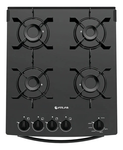 Fogão 4 Bocas Atlas Mônaco Top Glass com Mesa de Vidro e Acendimento Automático Preto Bivolt