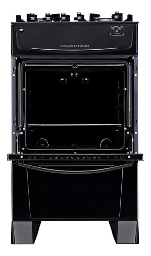 Fogão 4 Bocas Atlas Mônaco Top Glass com Mesa de Vidro e Acendimento Automático Preto Bivolt