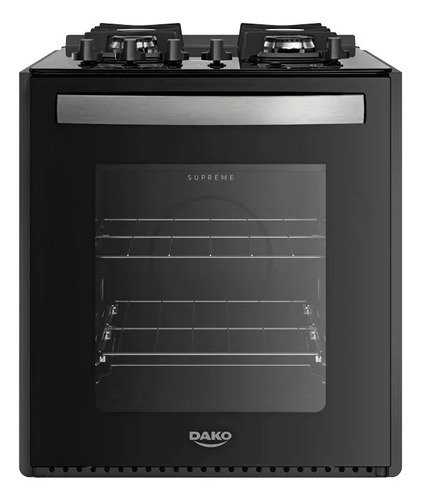 Fogao 4 bocas de embutir dako supreme preto com mesa de vidr