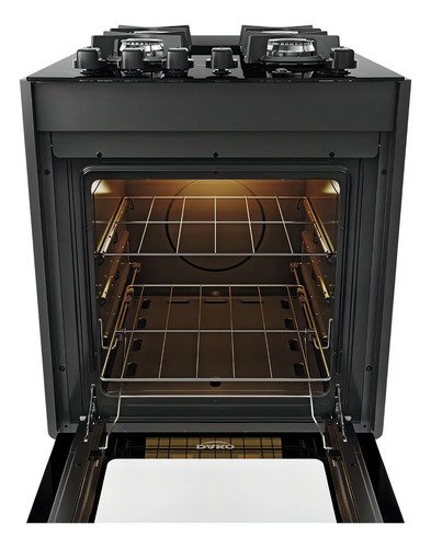 Fogão 4 Bocas de Embutir Dako Supreme Preto com Mesa de Vidro e Mega Chama Bivolt