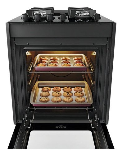 Fogão 4 Bocas de Embutir Dako Supreme Preto com Mesa de Vidro e Mega Chama Bivolt